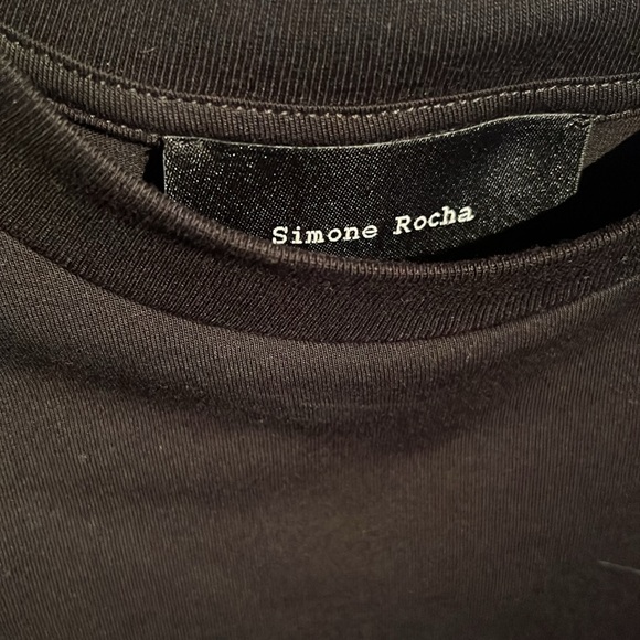 SIMONE ROCHA- BLK TULLE OVERLAY PUFF SLEEVE T-SHIRT - Picture 4 of 6